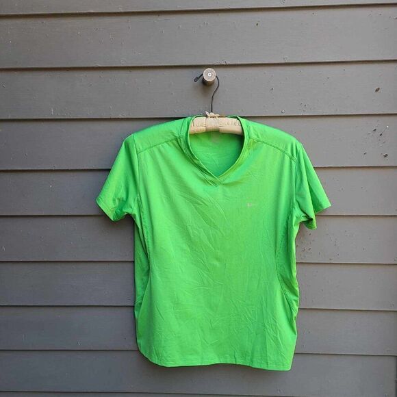 Nike Green V Neck Tee Shirt size Large - Picture 7 of 8